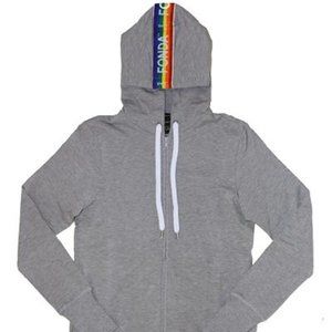 JANE FONDA RAINBOW GRAY JOGGER SWEATSUIT SMALL